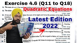 RD Sharma Class 10 Solutions Ex 46 Q11 to Q18 Ch 4 Quadratic Equations Latest Edition Book 2022 [upl. by Iadrahs690]