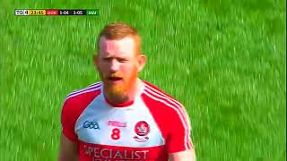 HUGE HIT  FERGAL DOHERTY BULLDOZES AIDAN OSHEA  MAYO V DERRY  GAA IRELAND [upl. by Silliw]