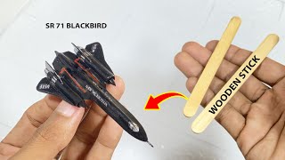 Making an Airplane model from wooden ice stick  SR 71 Blackbird [upl. by Donal]