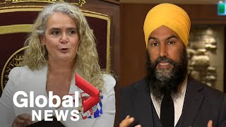 Throne speech NDP Leader Jagmeet Singh urges paid sick leave no cuts to COVID19 support [upl. by Saile426]