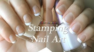 ✿Stamping Nail Art Designs Classic French Tip Nails  Flower Stamping French Tip Manicure✿ [upl. by Jasisa722]