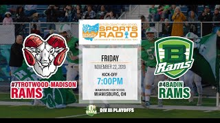 Badin vs TrotwoodMadison  Divison III Playoffs  Football [upl. by Xavler304]