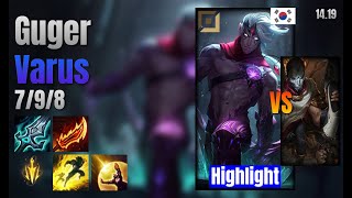 Guger Adc Varus vs Jhin lol KR solo rank Highlight 1419 [upl. by Emaj]