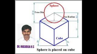 Sphere palced on cube I Isometric Projection I Engineering Drawing [upl. by Eanat986]