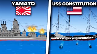 Yamato Vs USS Constitution  Battleship Animation [upl. by Philps]