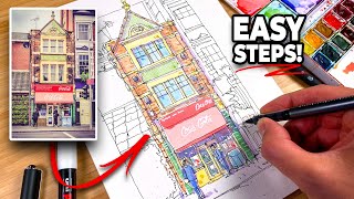 URBAN SKETCHING Tutorial  Easy StepbyStep For Beginners [upl. by Alekin]