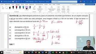 VÍDEO DE RESOLUÇÃO DE EXERCÍCIOS SOBRE REFRAÇÃO LENTES E PROBLEMAS DE VISÃO [upl. by Goren764]