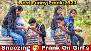 Sneezing Prank On Cute Girls  Best Funny Prank Of 2023  Epic Reactions By The Crazy Infinity [upl. by Nowtna]