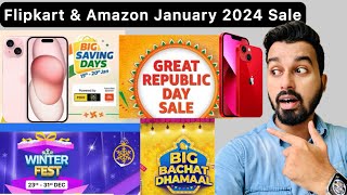 Flipkart amp Amazon Republic Day Sale 2024  iPhone 15 Discount Offers  Upcoming January Sale [upl. by Hrutkay422]