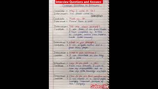 Interview Questions and answers l interview l common interview Questions and answer [upl. by Jimmy775]