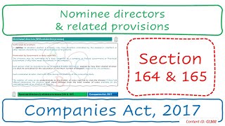 Section 164 amp 165 Nominee directors amp related provisions  Companies Act 2017 CL102 [upl. by Borchert136]