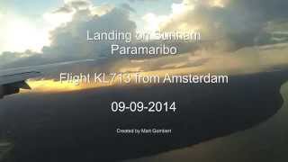 Landing on Surinam Paramaribo with KLM Boeing 747 FULLHD [upl. by Nylarat]