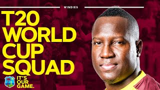 The West Indies Squad for the ICC Mens T20 World Cup 🌴 🏆 WIREADY  MenInMaroon [upl. by Ahsinam]