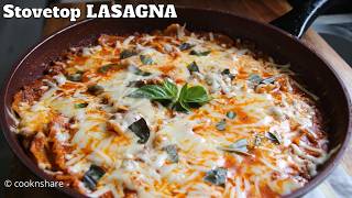 Budget Stovetop Lasagna in ONE PAN 30 Mins [upl. by Atekihs]