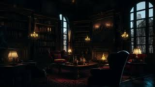 Relax in Gryffindor Common Room✨ Asmr Ambience with Crackling Fire amp Rain sounds [upl. by Aisiram]