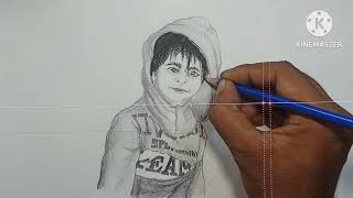 A little boy in winter II pencil sketch II art II dar art II smiling II Art by NABA PRATIK [upl. by Ardnaeel]