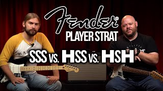 Fender Player Stratocaster Comparison  SSS vs HSS vs HSH [upl. by Aurita542]