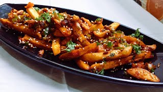 Schezwan French Fries Recipe  Street Style Loaded Fries  Appetizers RitaCooks [upl. by Ynaoj755]