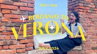 italy vlog  took a train from bergamo to verona enjoying the evening vibes ไปเที่ยวอิตาลี [upl. by Hannover]