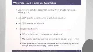 Topic 7 Public Goods and Externalities Part 1  Econ2450A Public Economics [upl. by Nayk142]