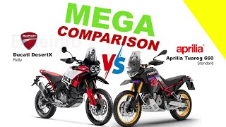 Ducati DesertX vs Aprilia Tuareg 660  MEGA COMPARISON bikeinfo199 bikecompare [upl. by Lorant]