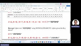 5 1 Monoalphabetic Cipher [upl. by Einahpit38]