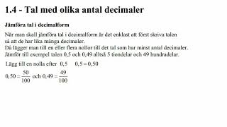 DK 2  14  Tal med olika antal decimaler [upl. by Nanek]