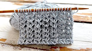 How to knit one of the most gorgeous lace stitches Ive seen 2 rowsEnglishContinental So Woolly [upl. by Griggs]