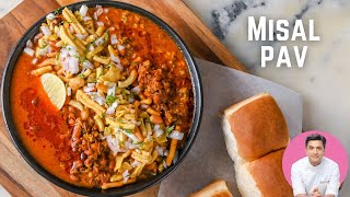 Misal Pav Recipe in Hindi  मिसळ पाव  Mumbai Street Food Recipe  Kunal Kapur Snacks Recipes [upl. by Ammann]