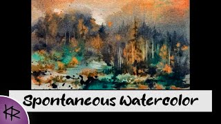 Loose WATERCOLOR Spontaneous Landscape Spatter Painting Real Time  semi abstract demonstration [upl. by Nitsej]