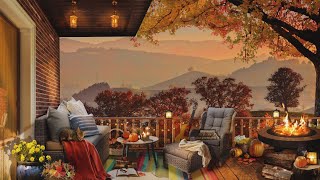 Cozy Fall Porch Ambience  Autumn Mountain Ambience with Campfire  Falling Leaves Autumn Sounds [upl. by Xerxes]