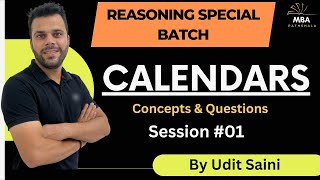 Calendars  SessionI  Reasoning  Udit Saini  SNAP NMAT TISS CMAT MAHCET amp MAT [upl. by Anahcra]