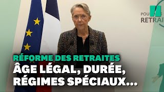 Réforme des retraites 2023  retrouvez les annonces dÉlisabeth Borne en intégralité [upl. by Ymmit]