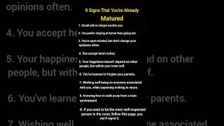 9 Signs Youre Already Mature [upl. by Horner]