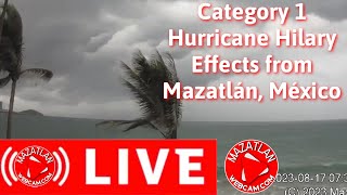 🔴🅻🅸🆅🅴 HURRICANE HILARY effects from Mazatlan Mexico live camera storm tracker [upl. by Samau]