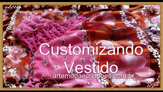 Como Customizar Vestido Com Pedrarias [upl. by Drehcir]