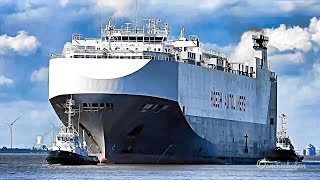 Anlauf Autotransporter RCC AMERICA RoRo car carrier pilot  tugs inbound Emden C6TD4 IMO 9277802 [upl. by Ahcrop]