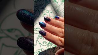 dark colors on my shorties 💃✨ fallnails diymani glitternails shortnails multichromenails [upl. by Anahsar]