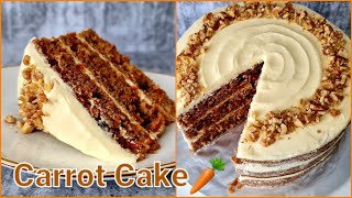 Carrot Cake  Carrot Cake with Cream Cheese Frosting  Carrot Cake Recipe  Soft and Moist Cake [upl. by Benjy73]