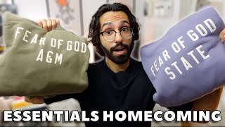 FEAR OF GOD ESSENTIALS HOMECOMING REVIEW AND SIZING [upl. by Odlavu]