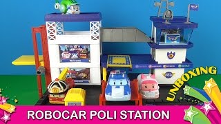 Set RoboCar Poli Toys and Station Unbox and Play [upl. by Flori280]