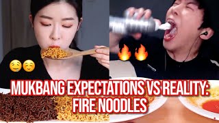 mukbang expectations vs reality FIRE NOODLES [upl. by Nwahsauq]