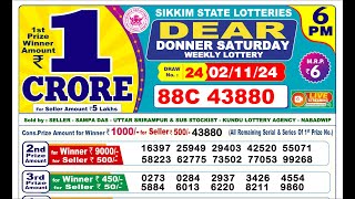 🔴LIVE Sikkim Lottery Result Today 6PM 02112024 Dear DonnerSaturday [upl. by Uyerta]