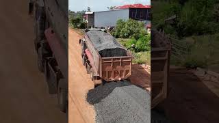 Dozers D41p pushed mixed stone M30 after dump truck 25t unloadling [upl. by Leela]