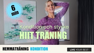 HEMMATRÄNING  HIIT hemmaträning  15 min kondition och styrka [upl. by Karol]