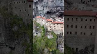 Sumela monastery from the sky ☁️🇹🇷 turkey drone travel monastery voyage nature fyp shorts [upl. by Sherm]