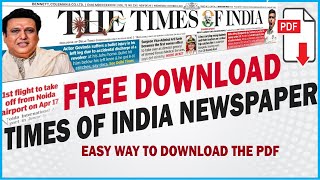 Download Daily Times of India Newspaper  Todays TOI PDF Free Download [upl. by Llertrac]