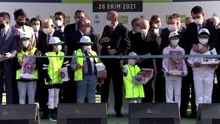 Girl cuts ceremony ribbon before Turkeys leader is able to [upl. by Etteluap338]