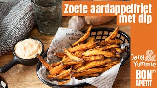 zoete aardappel friet uit de airfryer met dip [upl. by Annaohj]