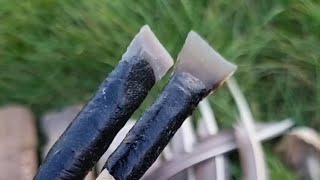 Two feathers fletched arrows with chisel arrowheads [upl. by Kcolttam]